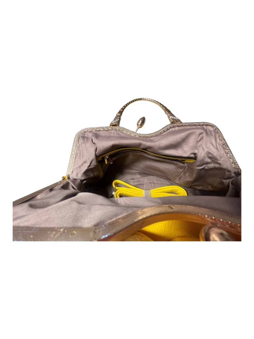 NWT Qiaoduo Yellow Satchel Handbag 3D Rose Structured Purse - Picture 8 of 10